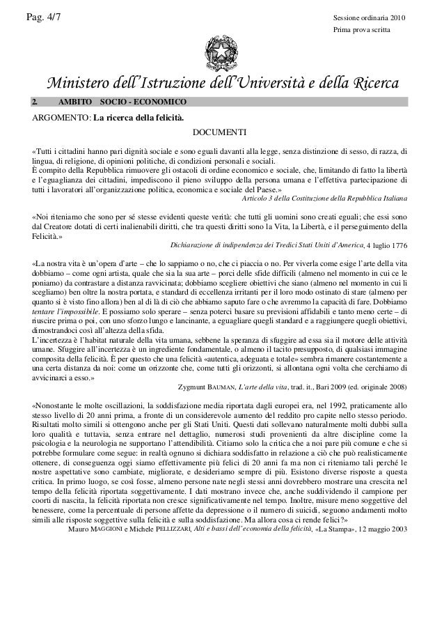 sessione ordinaria 2010 prima prova scritta sessione ordinaria 2010 prima prova scritta